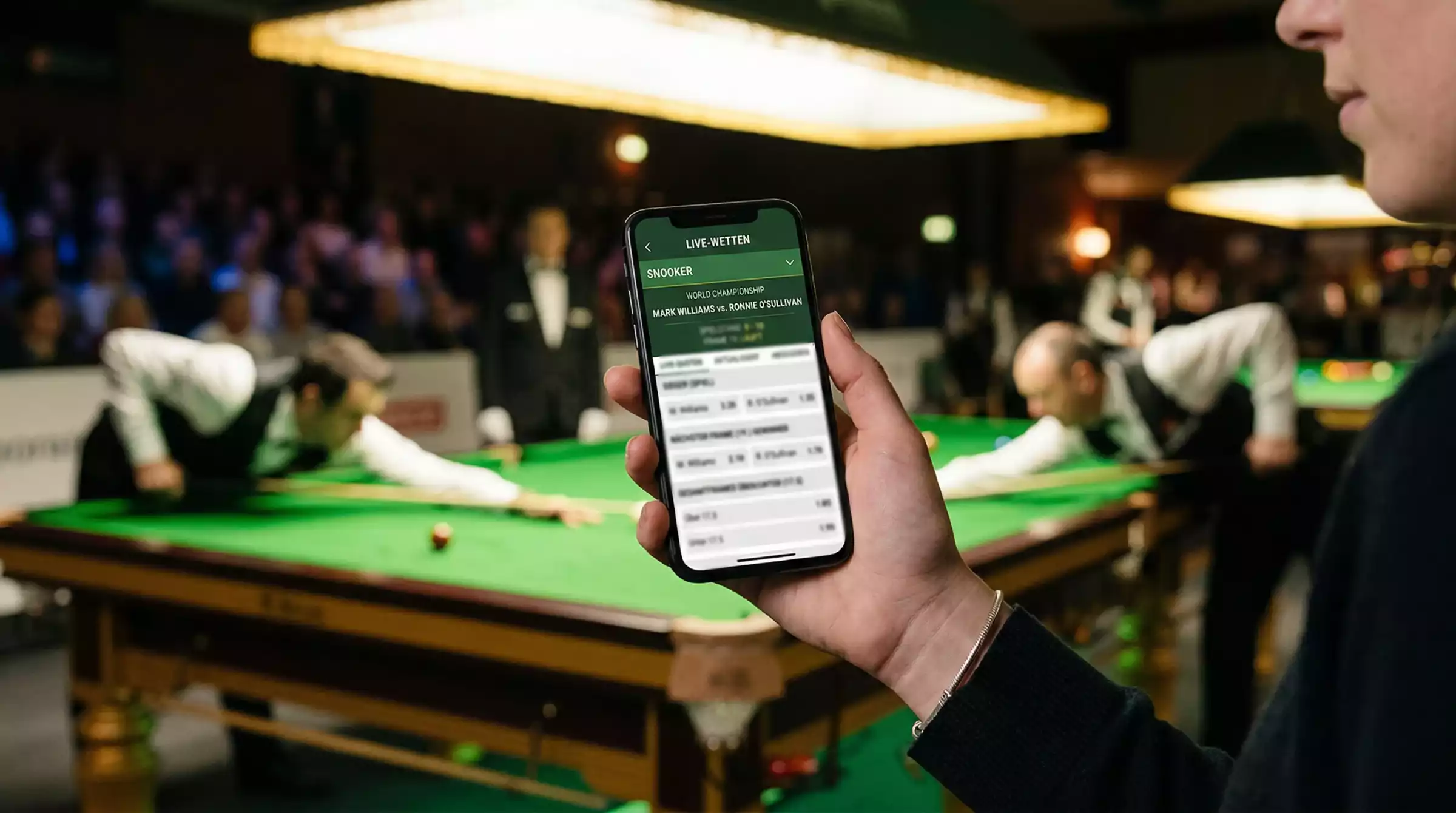 Snooker Live Wetten auf dem Smartphone mobile App